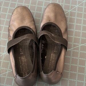Mephisto Black Leather Mary Jane Flats